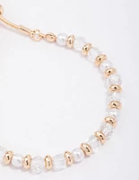 Gold Mixed Pearl & Facet Toggle Bracelet