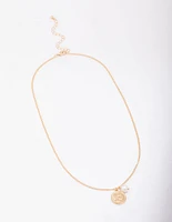 Gold Chunky Coin & Pearl Necklace