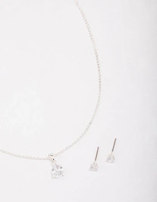 Silver Pear Drop Jewellery Set