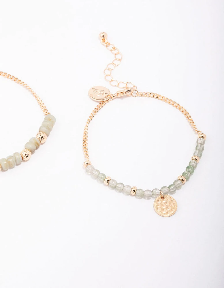 Gold Beaded Coin Bracelet Pack