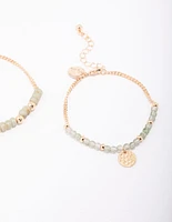 Gold Beaded Coin Bracelet Pack