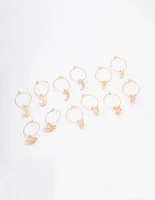 Gold Galaxy Wire Hoop Earring 6-Pack