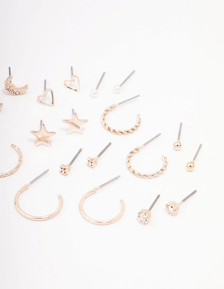 Rose Gold Celestial Heart Earring 12-Pack