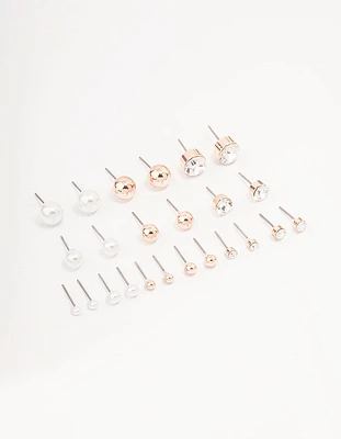 Rose Gold Basic Stud Earring 12-Pack