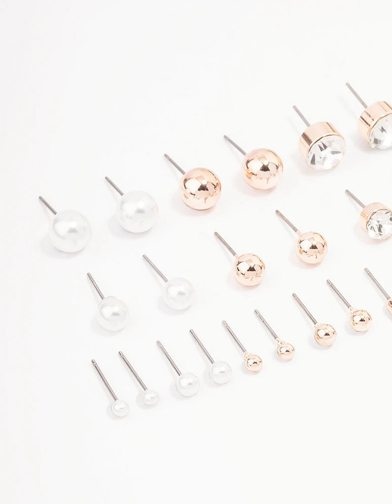 Rose Gold Basic Stud Earring 12-Pack