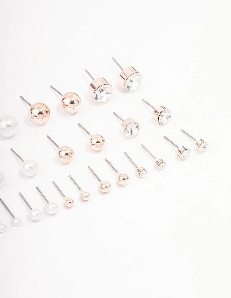 Rose Gold Basic Stud Earring 12-Pack