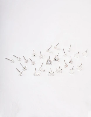 Silver Key Bow Earring 12-Pack