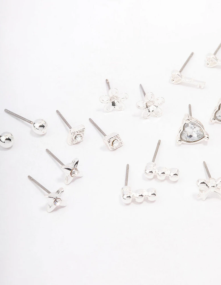 Silver Key Bow Earring 12-Pack