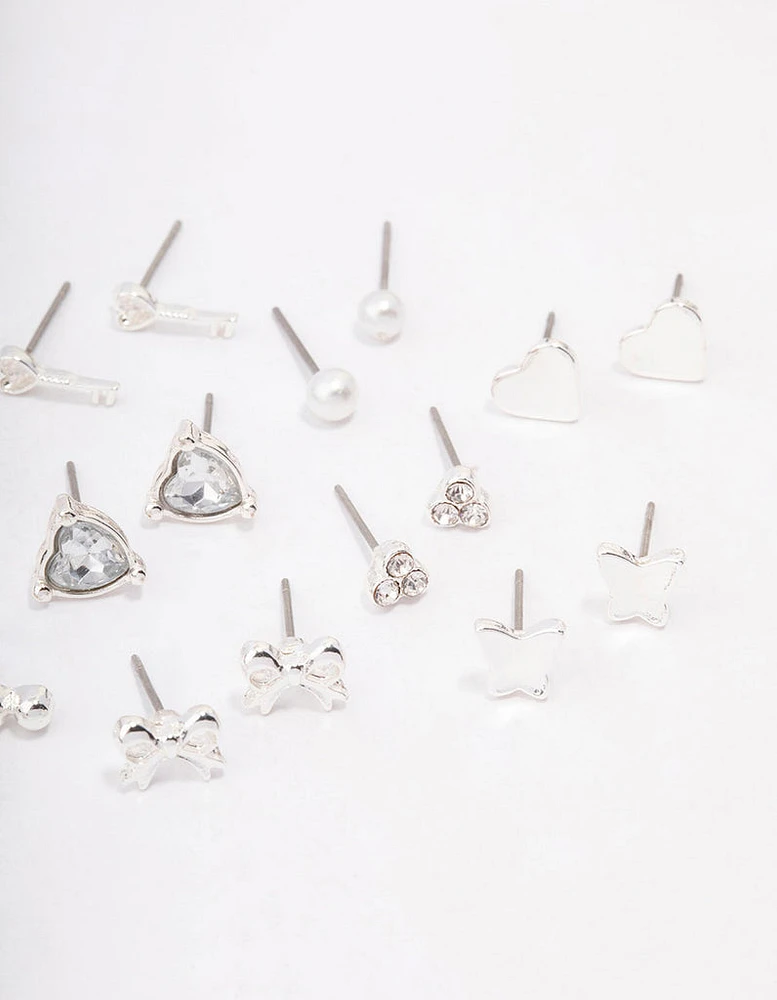 Silver Key Bow Earring 12-Pack