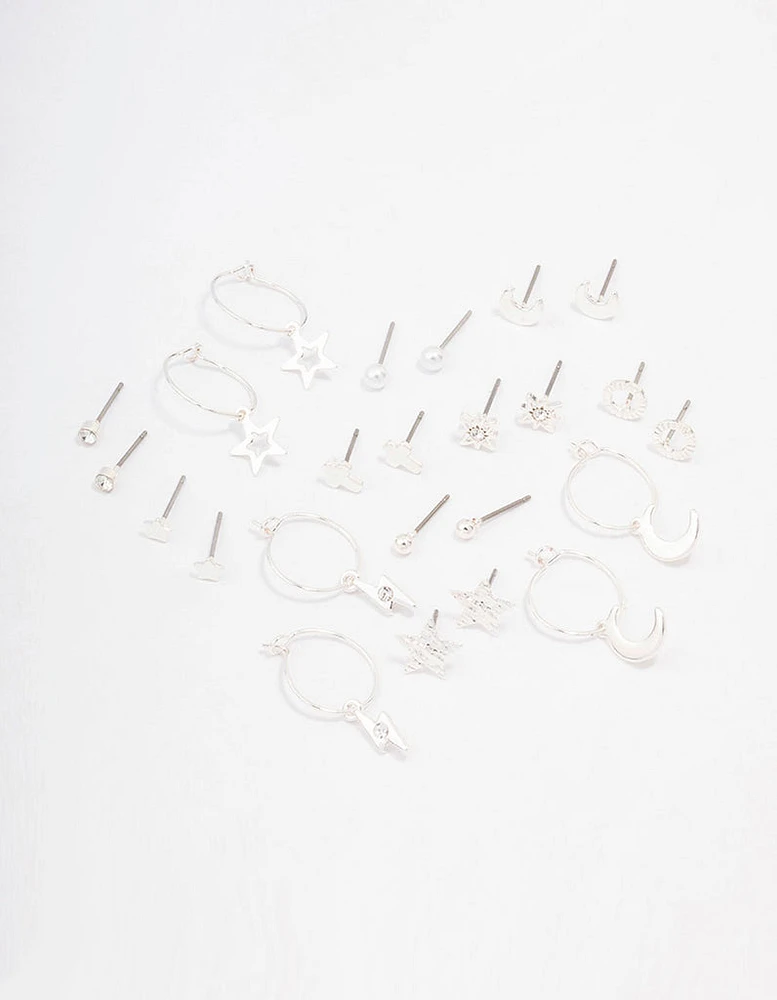 Silver Celestial Cross Earring 12-Pack