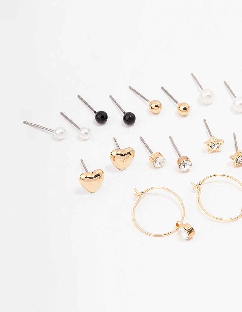 Gold Star & Heart Earring 12-Pack