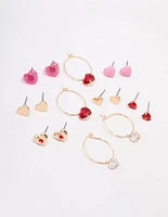 Gold Mixed Heart Earring 8-Pack