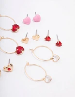 Gold Mixed Heart Earring 8-Pack