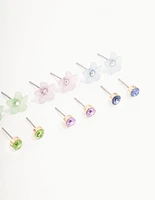 Gold Flower Stud Earring 8-Pack