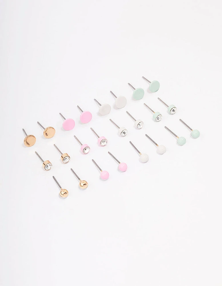 Pastel Basic Diamante Earring 12-Pack