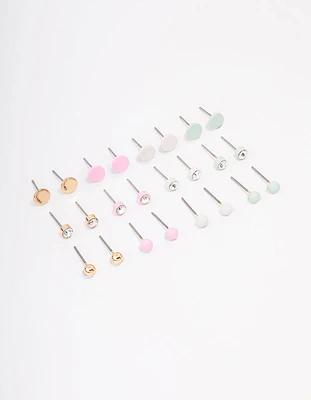 Pastel Basic Diamante Earring 12-Pack