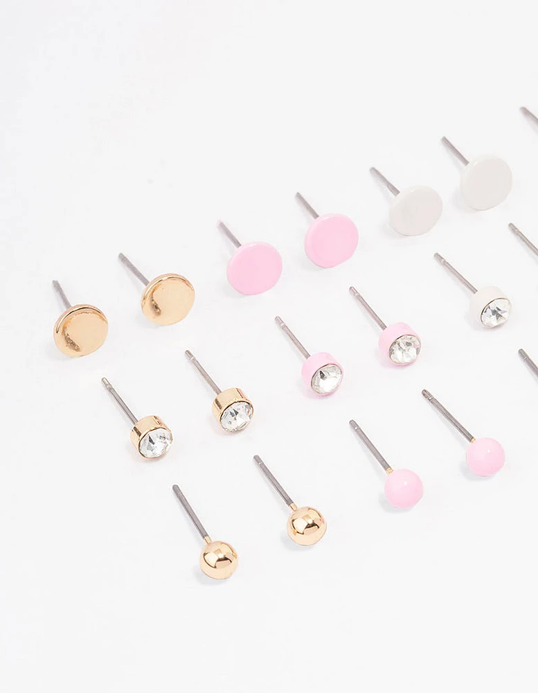 Pastel Basic Diamante Earring 12-Pack