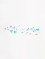 Blue Heart & Flower Earring 8-Pack