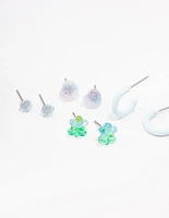 Blue Heart & Flower Earring 8-Pack