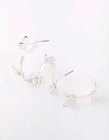 Silver Sandblast Butterfly Hoop Earrings