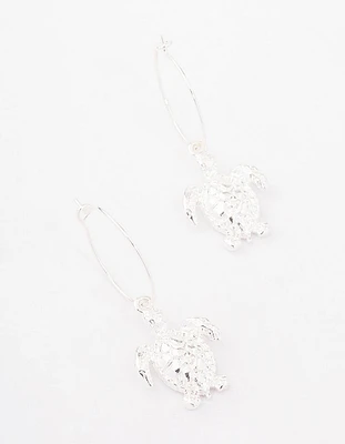 Silver Turtle Hoop Earrings