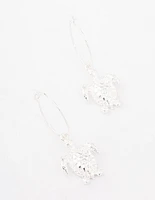 Silver Turtle Hoop Earrings