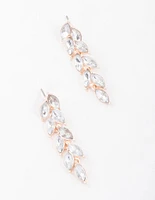 Rose Gold Diamante Vine Drop Earrings