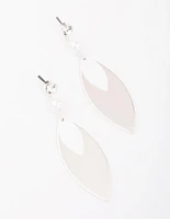 Silver Diamante & Pearl Tapered Drop Earrings