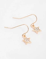 Gold Diamante Star Drop Earrings