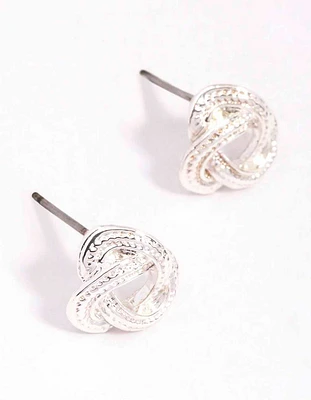 Silver Rope Knotted Stud Earrings