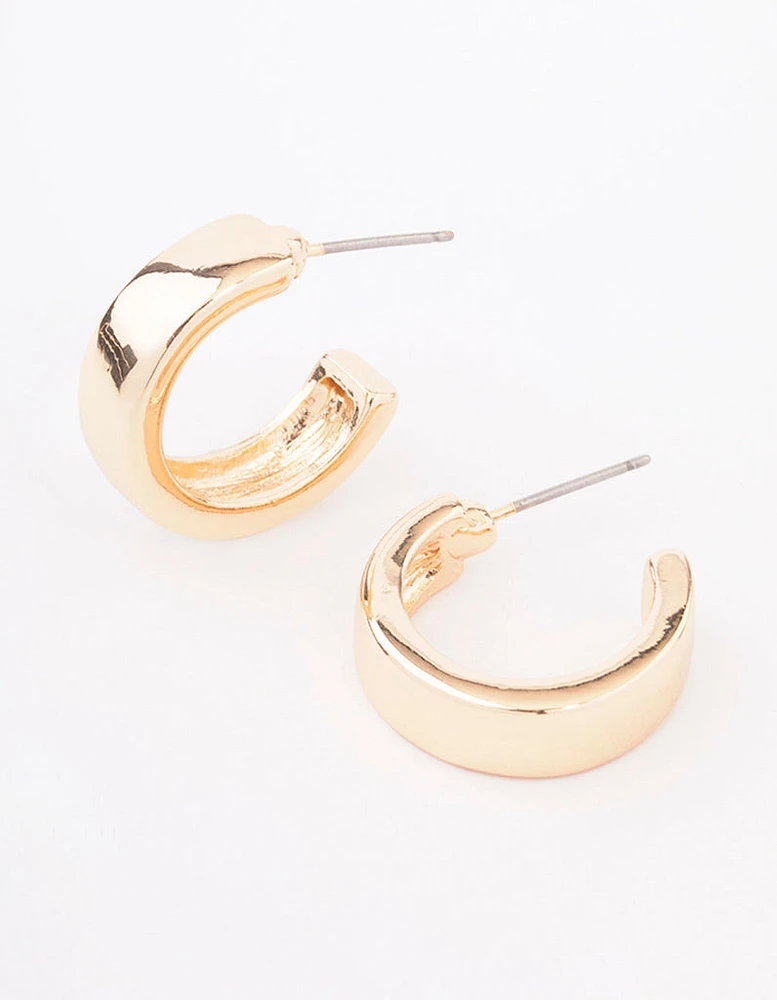 Gold Rectangle Chubby Hoop Earrings