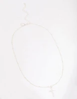 Silver Classic Cross Ball Chain Necklace