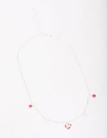 Silver Pearl & Diamante Heart Necklace