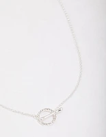 Silver Diamante Circle Bar Link Necklace