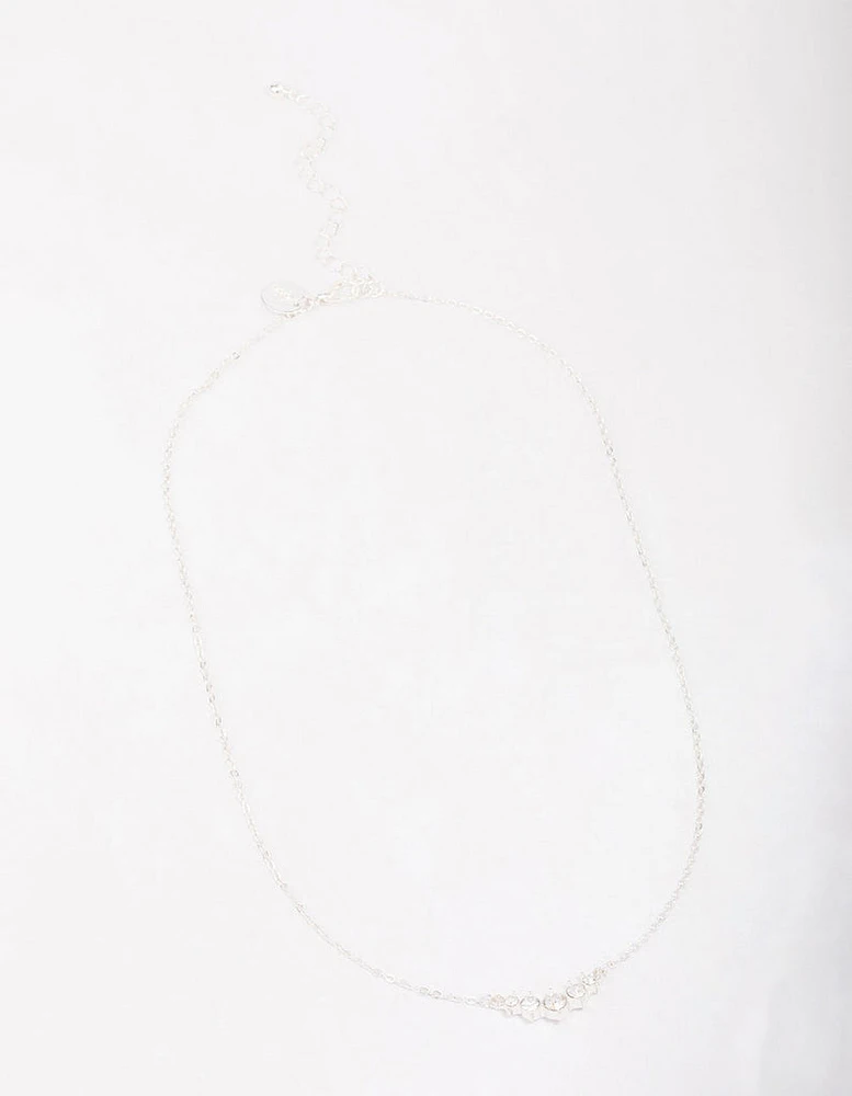 Silver Graduating Diamante Chain Necklace