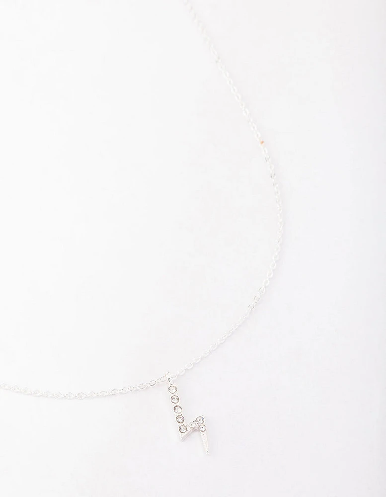 Silver Diamante Lightning Bolt Necklace