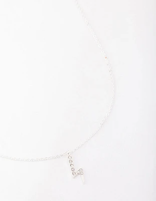 Silver Diamante Lightning Bolt Necklace