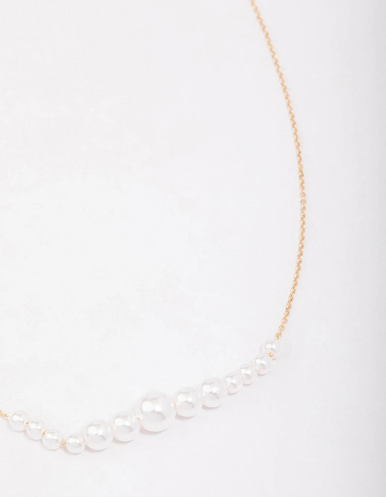 Gold Graduating Pearl Short Necklace