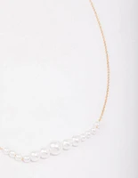 Gold Graduating Pearl Short Necklace