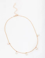 Gold Encased Pearl Droplet Necklace