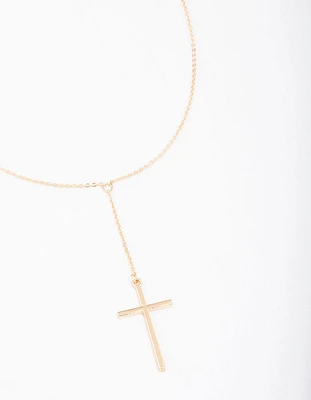 Gold Y-Shape Cross Necklace