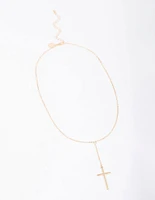 Gold Y-Shape Cross Necklace