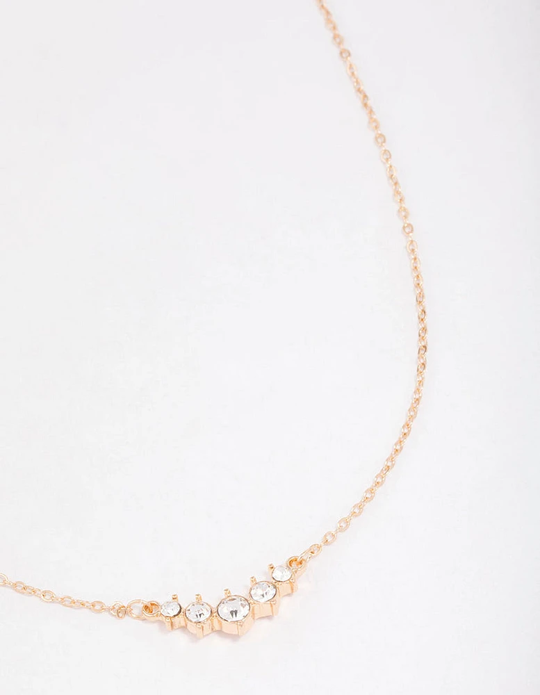 Gold Graduating Diamante Chain Necklace