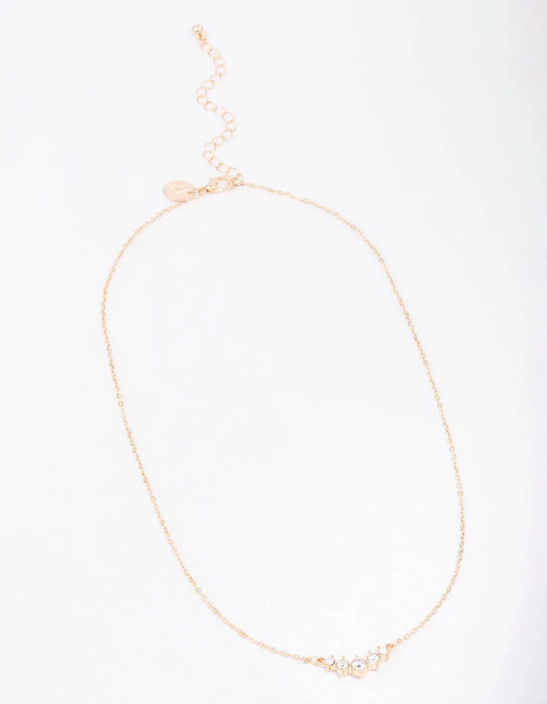 Gold Graduating Diamante Chain Necklace