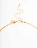 Gold Double Chain Flower Short Necklace