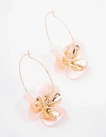 Gold & Blush Wire Flower Drop Earrings