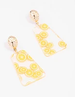 Yellow Textured Lemon Drop Earrings