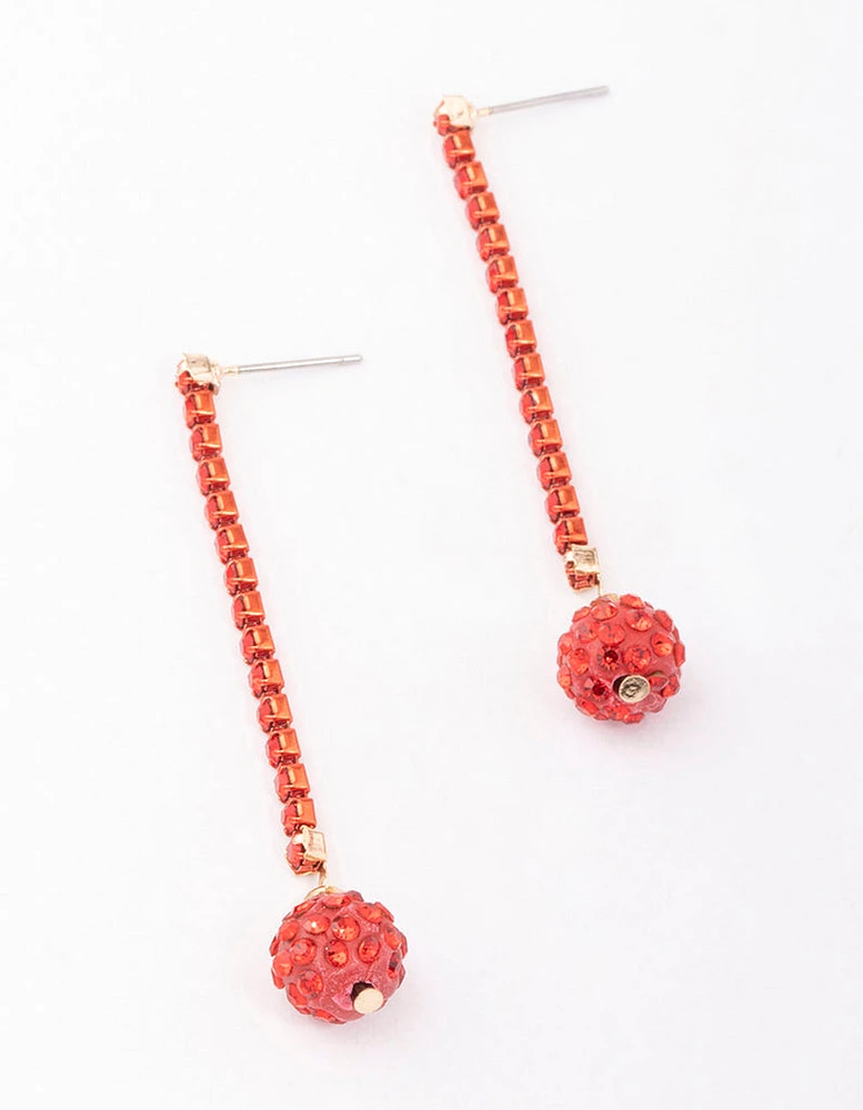 Red Cupchain Fireball Drop Earrings