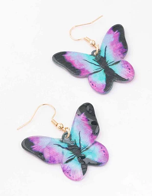 Gold Ombre Butterfly Drop Earrings