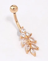 Gold Plated Surgical Steel Marquise Drop Belly Ring